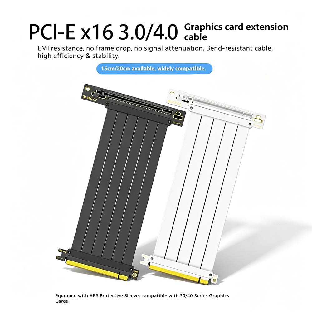 Pcie 4.0 X16 Riser Cable 90 Degree - كابل رفع وحدة معالجة الرسومات PCI‑E