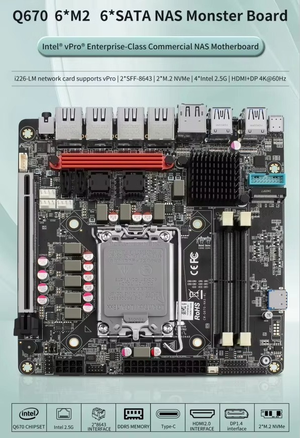 لوحة أم إن-تل فيبرو Q670 للتخز - مراجعة Lga 1700 Ddr5 Itx Motherboard وسعره