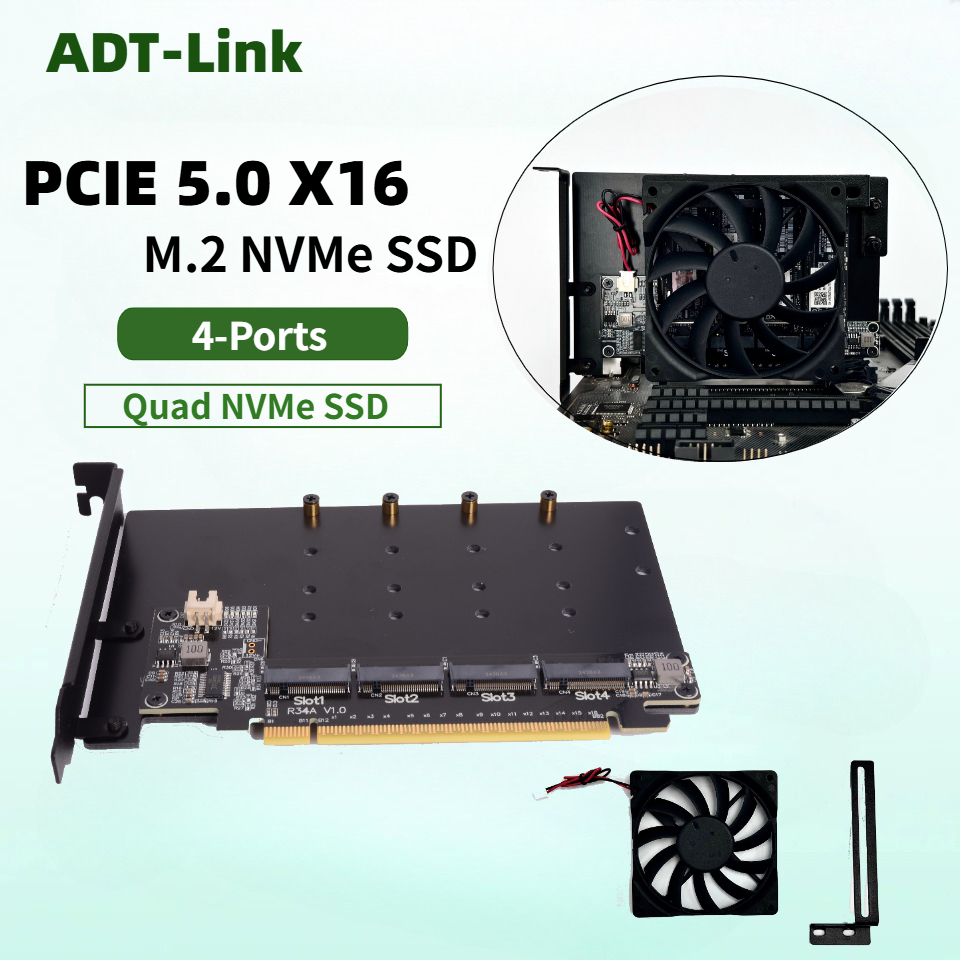 بطاقة تقسيم R34A PCIe 5.0 x16  - مراجعة Quad M.2 Nvme Pcie Bifurcation Card وسعره
